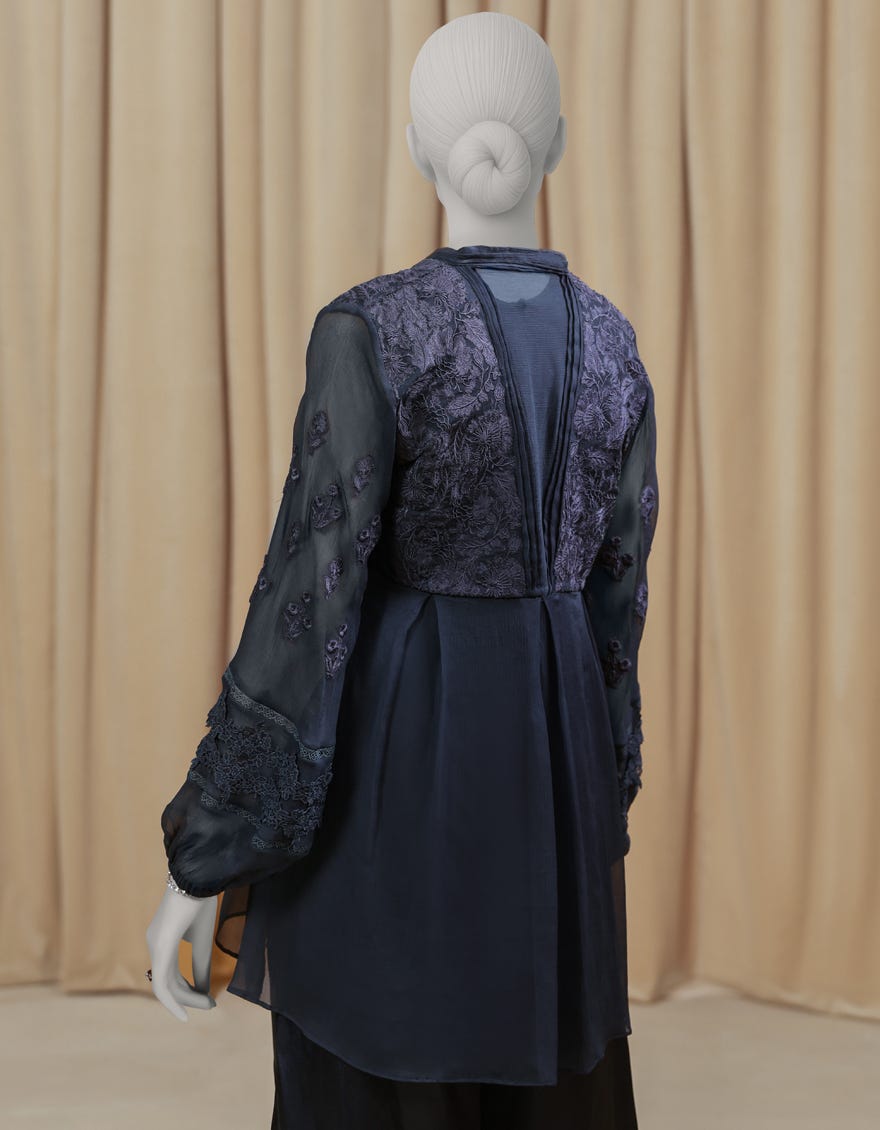 BLUE CHIFFON EMBROIDERED 2PC STITCHED