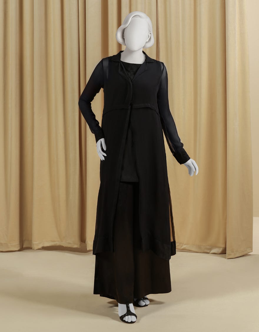 BLACK CHIFFON EMBROIDERED 2PC STITCHED