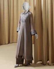 GREY CHIFFON EMBROIDERED 2PC STITCHED