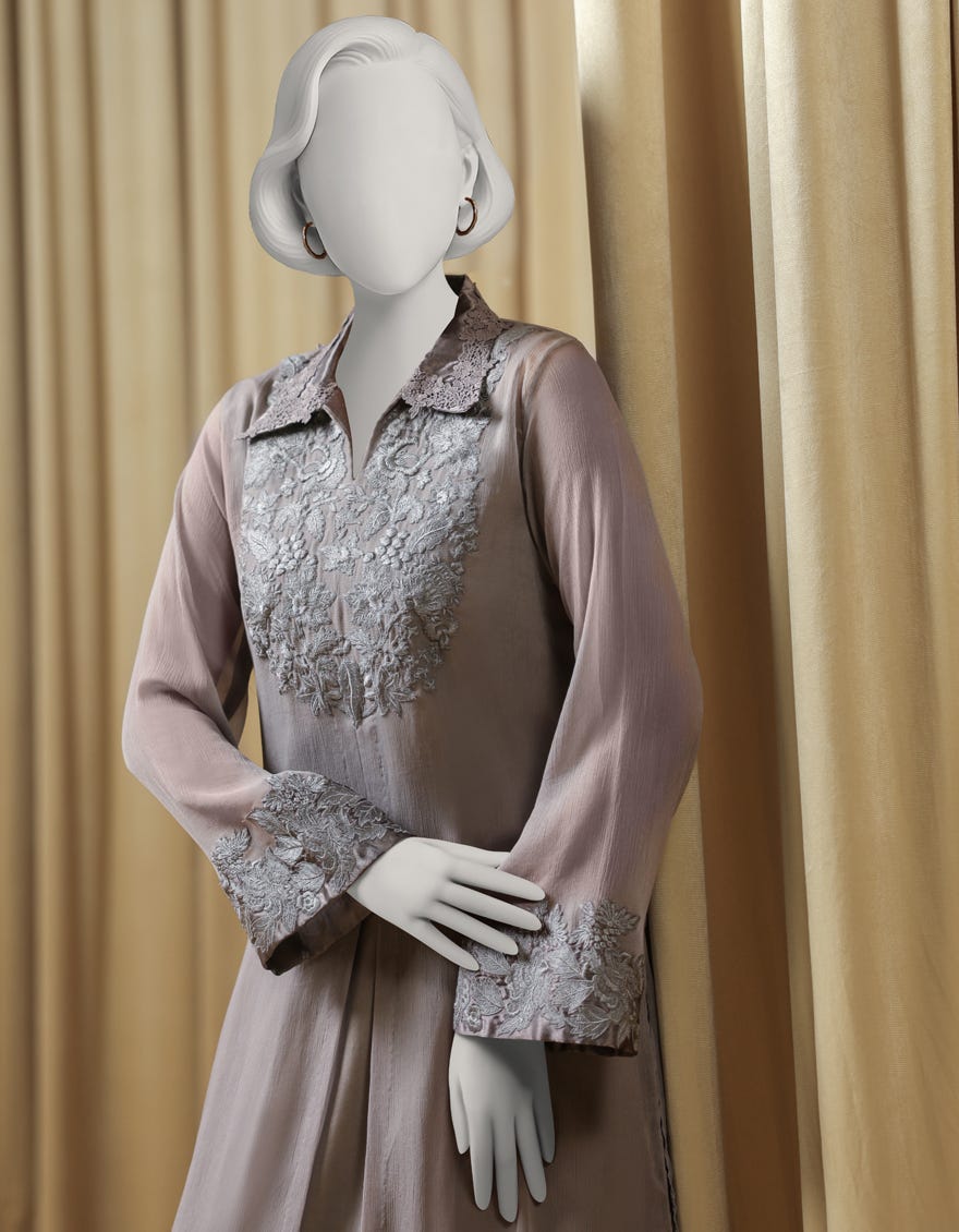 GREY CHIFFON EMBROIDERED 2PC STITCHED