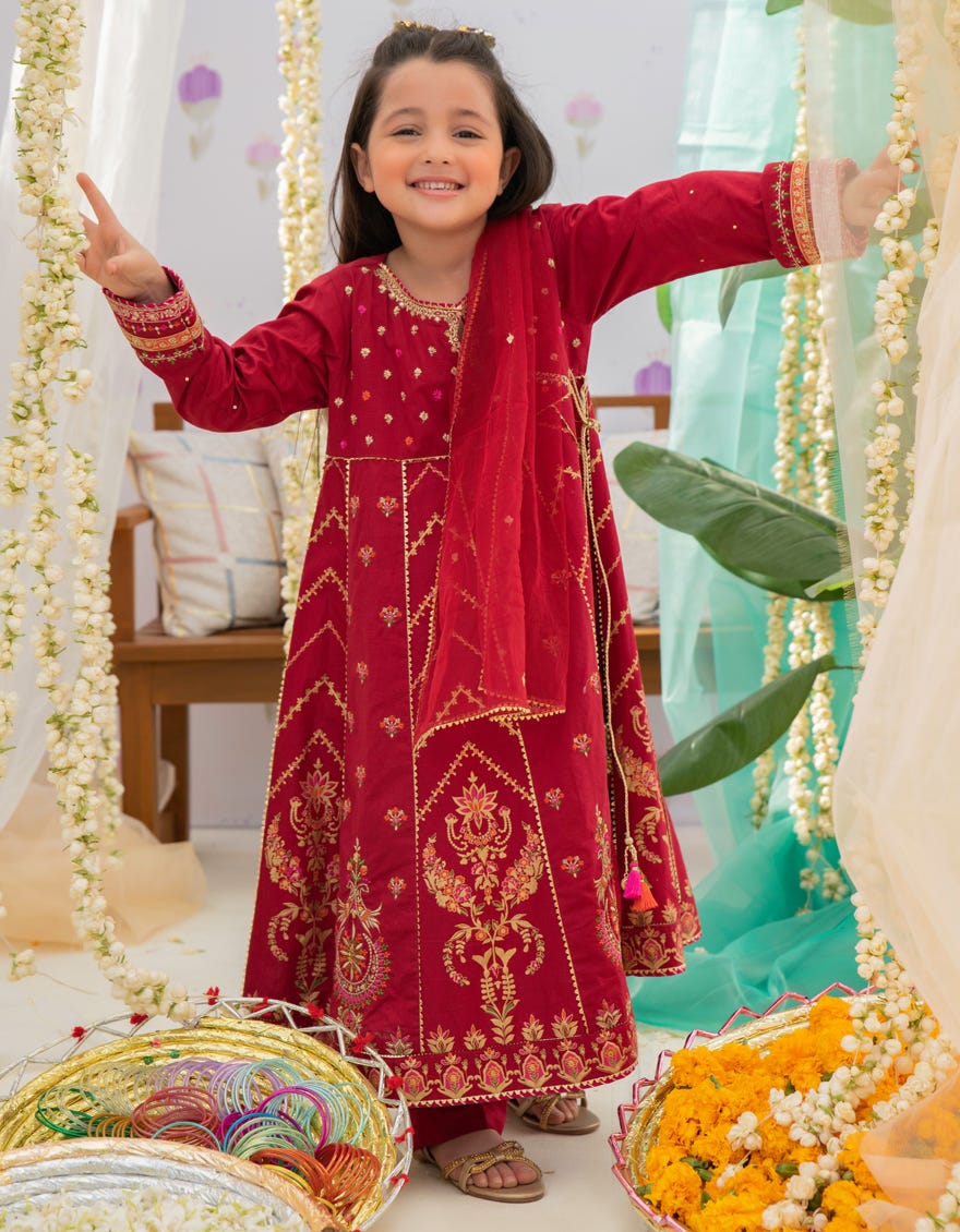 MAROON LAWN GIRLS 3PC | JGK-S-22-1918