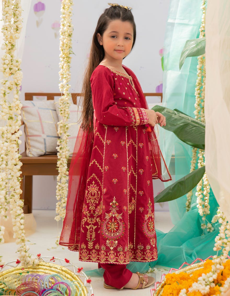 MAROON LAWN GIRLS 3PC | JGK-S-22-1918
