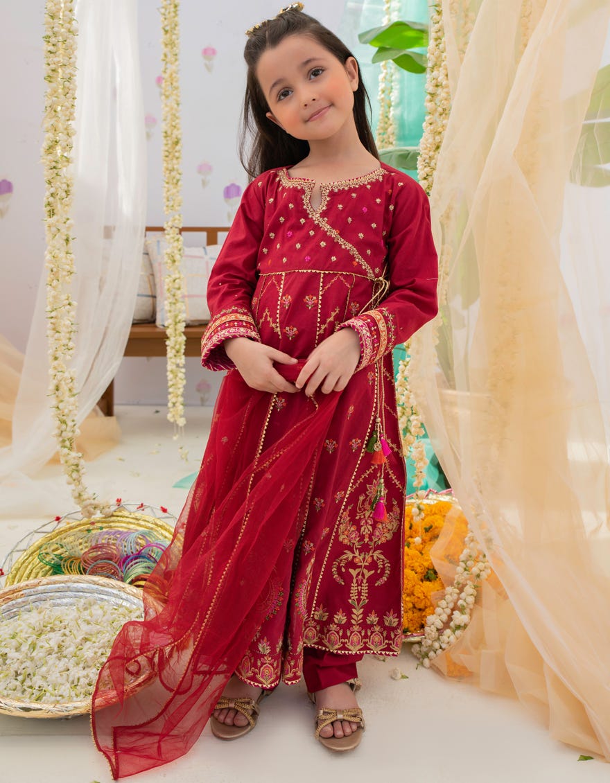 MAROON LAWN GIRLS 3PC | JGK-S-22-1918