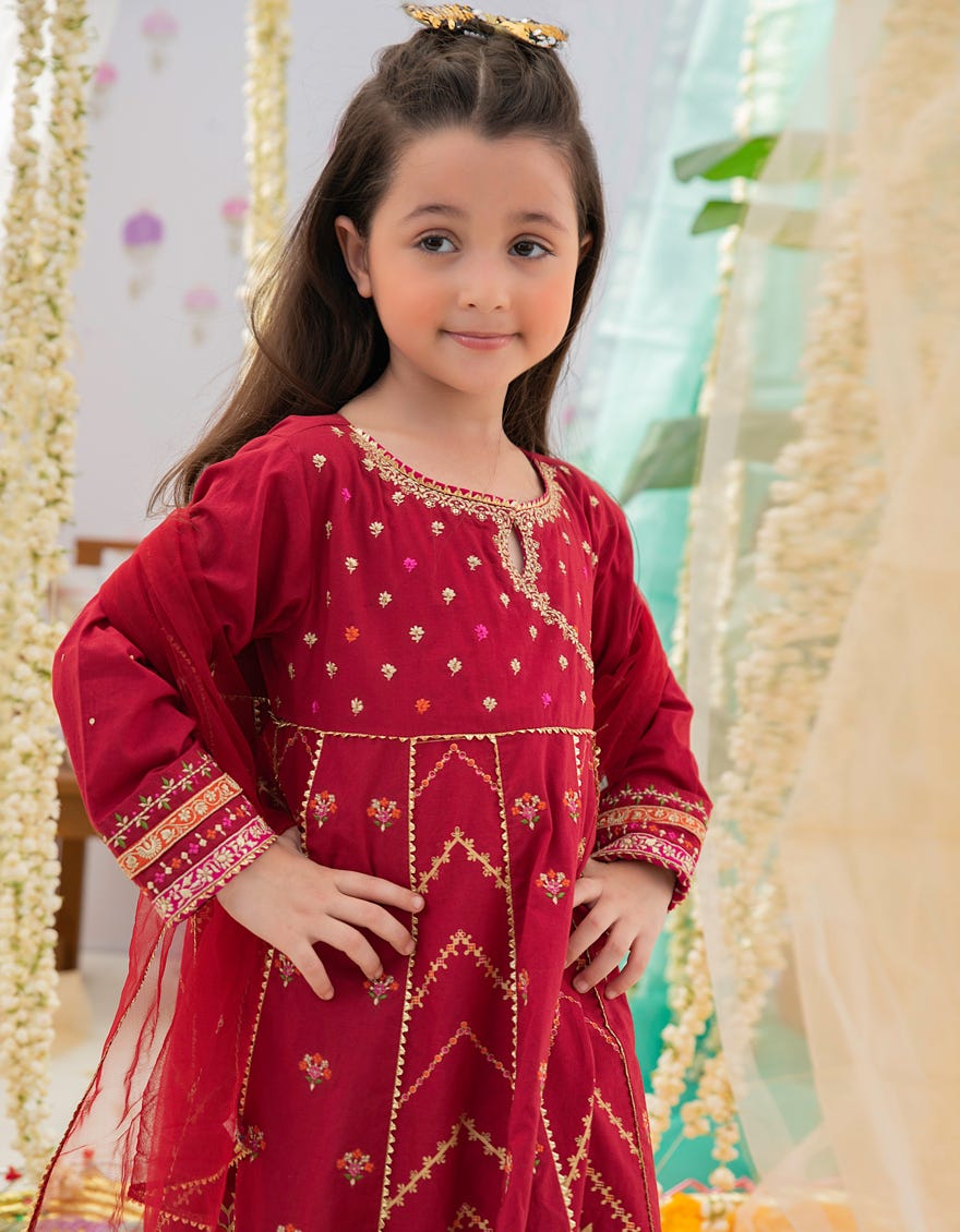MAROON LAWN GIRLS 3PC | JGK-S-22-1918