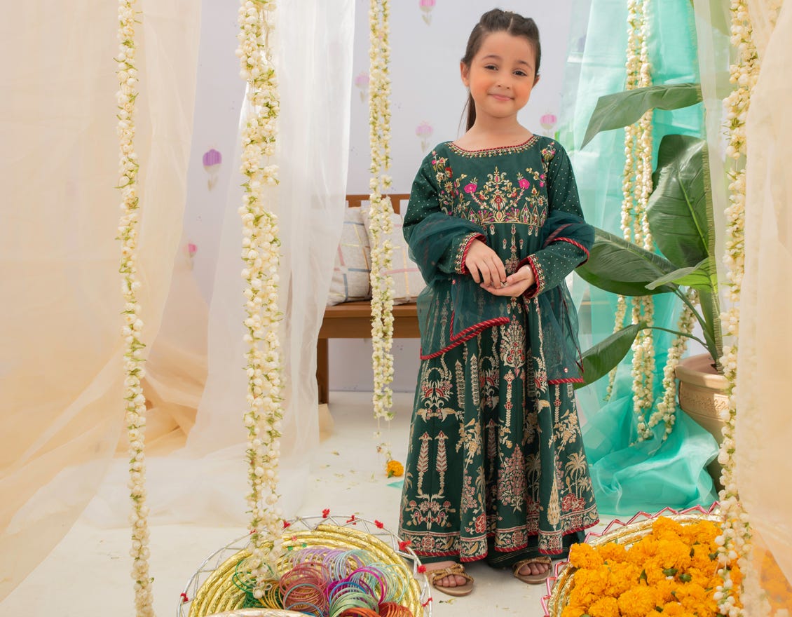DARK GREEN LAWN GIRLS 3PC | JGK-S-22-1919
