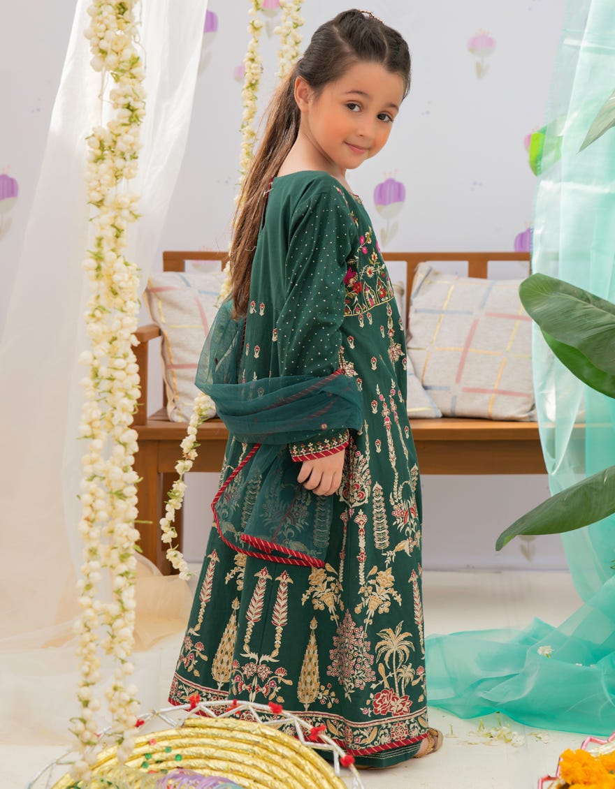 DARK GREEN LAWN GIRLS 3PC | JGK-S-22-1919