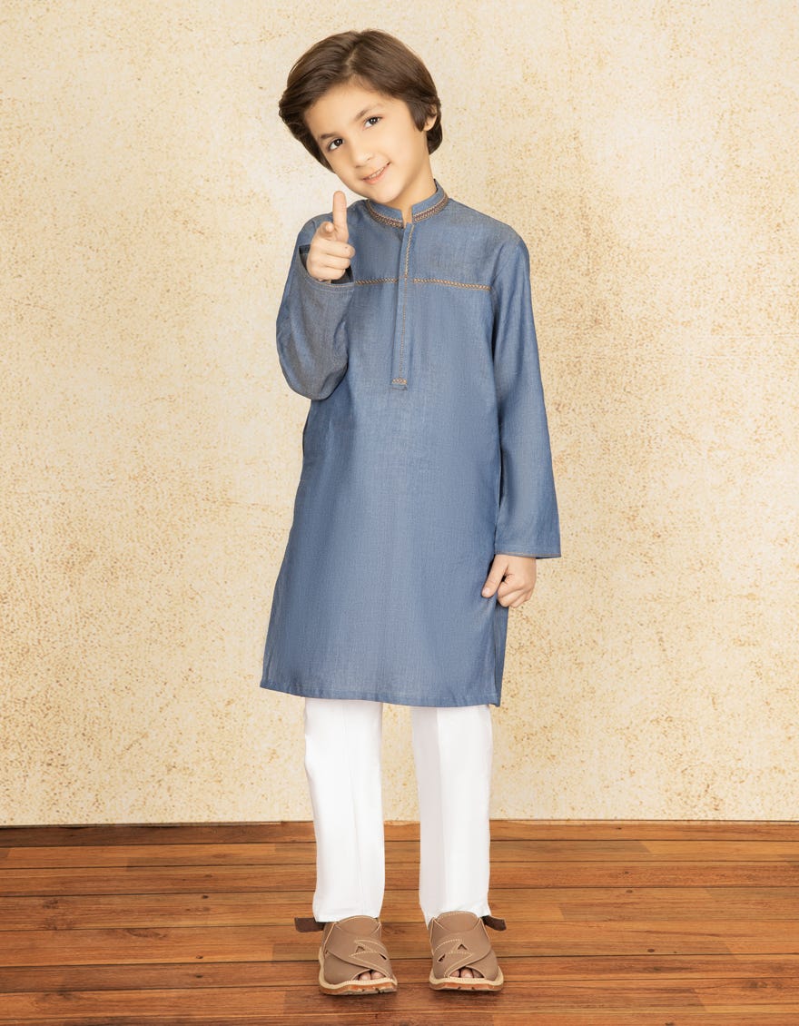 DENIM BLUE COTTON KURTA | JCK-S-39283