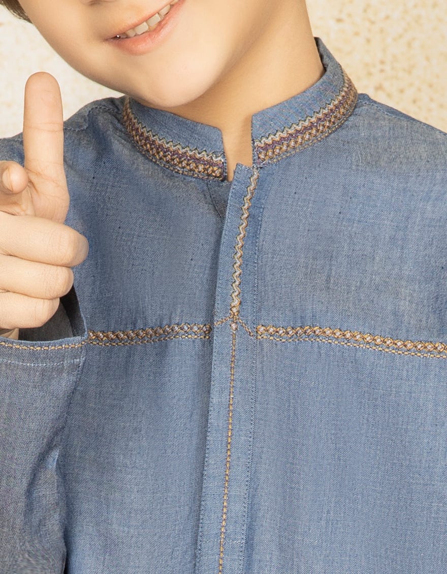 DENIM BLUE COTTON KURTA | JCK-S-39283
