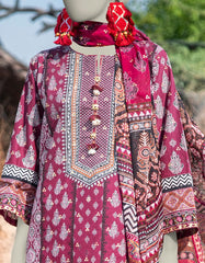 PURPLE LAWN PRINTED 3PC STITCHED | JLAWN-S-25-001