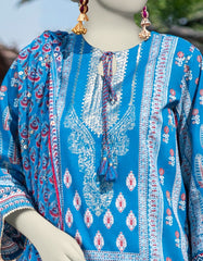 BLUE LAWN PRINTED 3PC STITCHED | JLAWN-S-25-005