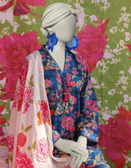 BLUE LAWN PRINTED 3PC STITCHED | JLAWN-S-25-007