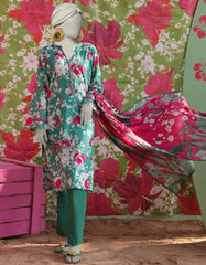 GREEN LAWN PRINTED 3PC STITCHED | JLAWN-S-25-012