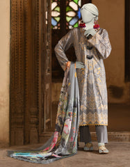 GREY LAWN PRINTED 3PC STITCHED | JLAWN-S-25-020