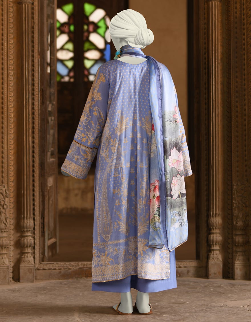 BLUE LAWN PRINTED 3PC STITCHED | JLAWN-S-25-021