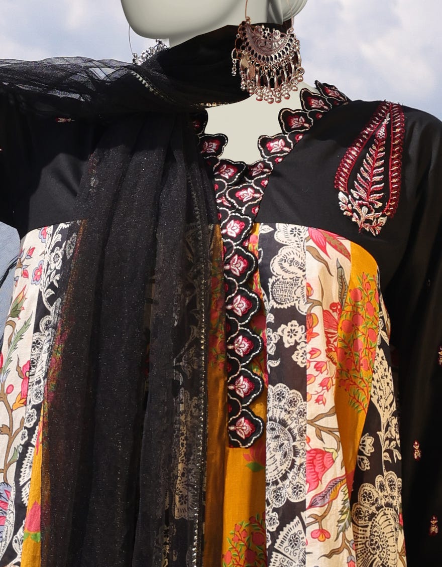 BLACK LAWN EMBROIDERED 3PC STITCHED | JLAWN-S-25-026