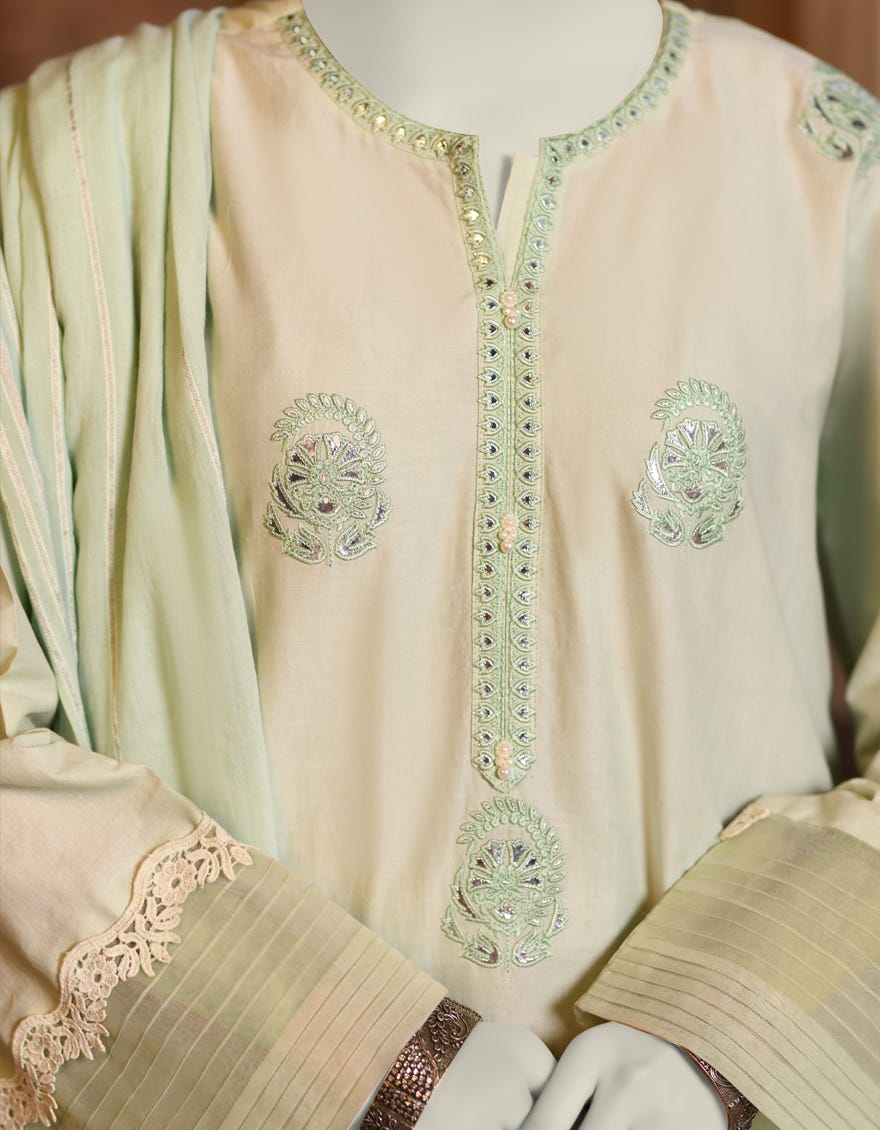 GREEN LAWN EMBROIDERED 3PC STITCHED | JLAWN-S-25-036