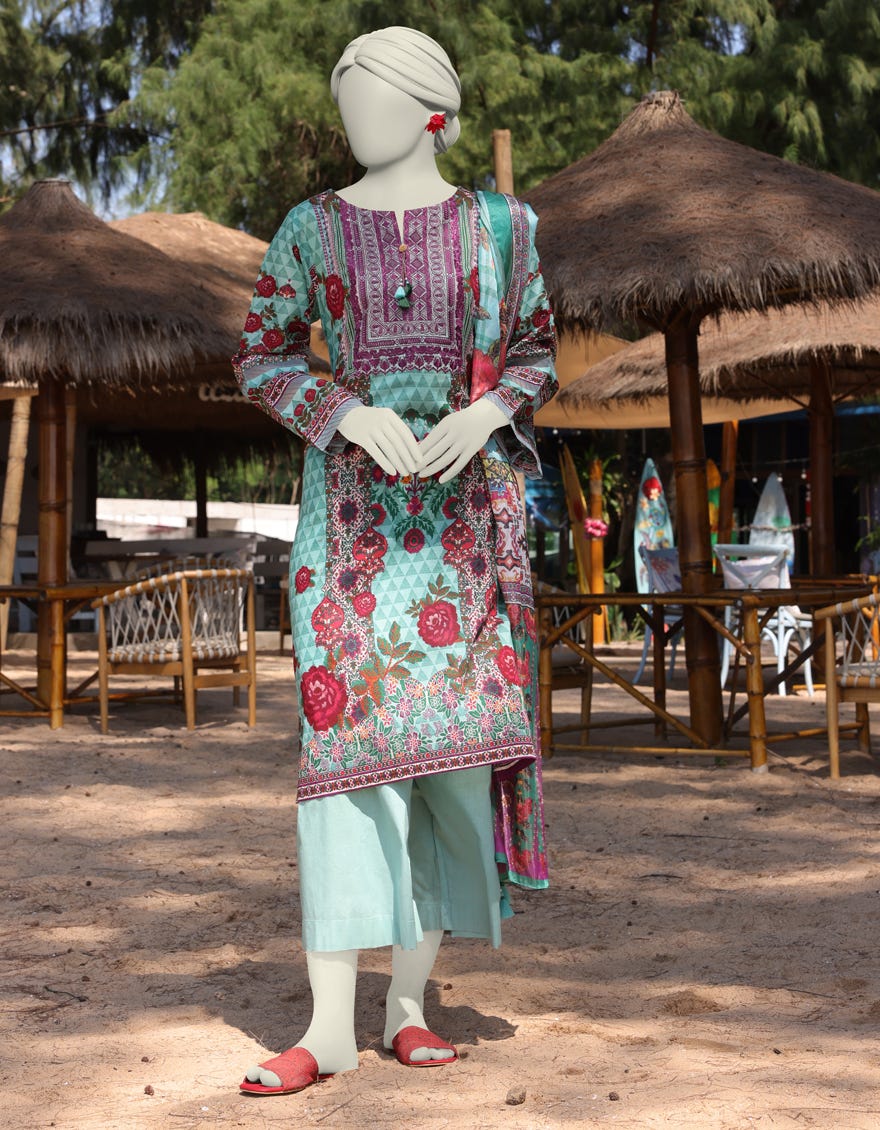 BLUE LAWN EMBROIDERED 3PC STITCHED | JLAWN-S-25-038