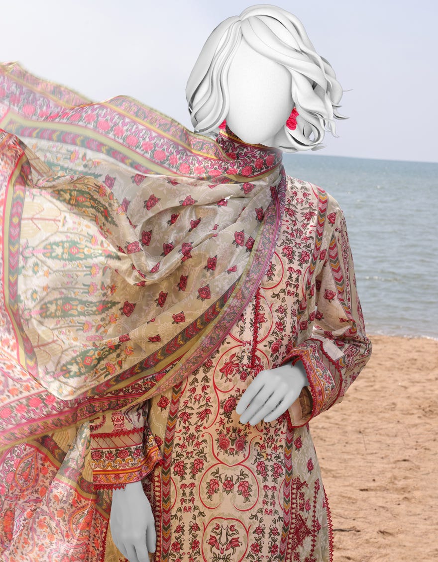 GREEN LAWN EMBROIDERED 3PC STITCHED | JLAWN-S-25-040