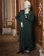 GREEN SCHIFFLI LAWN 3PC STITCHED | JLAWN-S-25-045