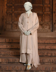 BEIGE DOBBY EMBROIDERED 3PC STITCHED | JLAWN-S-25-049