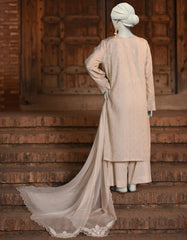 BEIGE DOBBY EMBROIDERED 3PC STITCHED | JLAWN-S-25-049