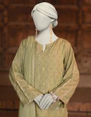 GREEN DOBBY EMBROIDERED 3PC STITCHED | JLAWN-S-25-051