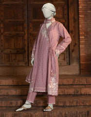 PINK DOBBY EMBROIDERED 3PC STITCHED | JLAWN-S-25-052