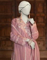 PINK DOBBY EMBROIDERED 3PC STITCHED | JLAWN-S-25-052