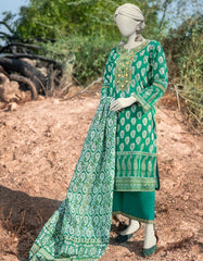 GREEN LAWN EMBROIDERED 3PC STITCHED | JLAWN-S-25-055