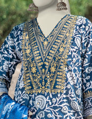 BLUE LAWN EMBROIDERED 3PC STITCHED | JLAWN-S-25-056