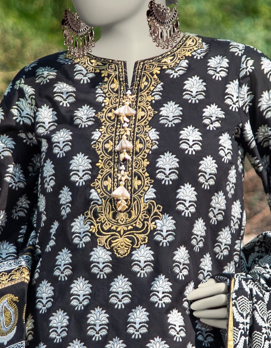 BLACK LAWN EMBROIDERED 3PC STITCHED | JLAWN-S-25-057