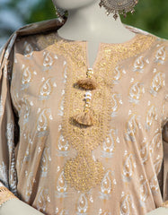 BEIGE LAWN EMBROIDERED 3PC STITCHED | JLAWN-S-25-058