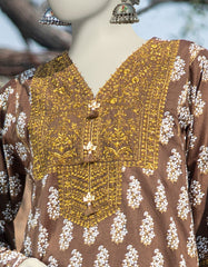 BROWN LAWN EMBROIDERED 3PC STITCHED | JLAWN-S-25-059