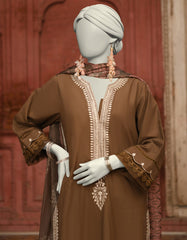 BROWN LAWN EMBROIDERED 3PC STITCHED | JLAWN-S-25-064