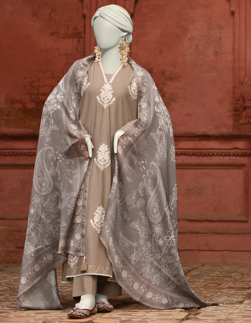 GREY LAWN EMBROIDERED 3PC STITCHED | JLAWN-S-25-065