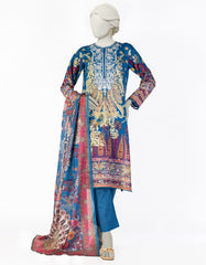 BLUE LAWN EMBROIDERED 3PC STITCHED