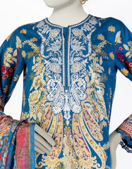 BLUE LAWN EMBROIDERED 3PC STITCHED