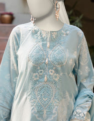 BLUE COTTON SILK EMBROIDERED 3PC STITCHED