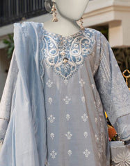 GREY COTTON SILK EMBROIDERED 3PC STITCHED