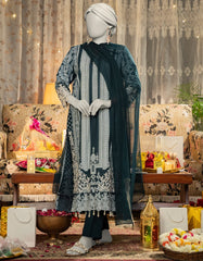 BLUE COTTON SILK EMBROIDERED 3PC STITCHED