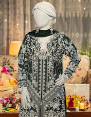 GREEN SILK EMBROIDERED 3PC STITCHED