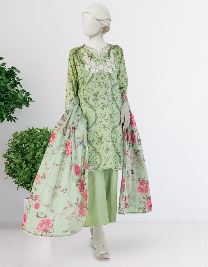 GREEN LAWN EMBROIDERED 3PC STITCHED