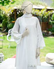 WHITE DYED SCHIFFLI 2PC STITCHED