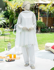 WHITE DYED SCHIFFLI 2PC STITCHED
