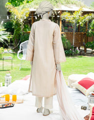 BEIGE DYED SCHIFFLI 2PC STITCHED