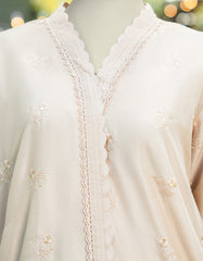 BEIGE DYED SCHIFFLI 2PC STITCHED