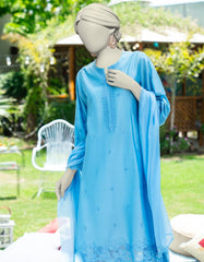 BLUE DYED SCHIFFLI 2PC STITCHED