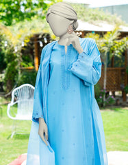 BLUE DYED SCHIFFLI 2PC STITCHED