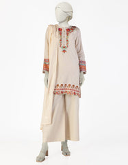 BEIGE DOBBY EMBROIDERED 3PC STITCHED