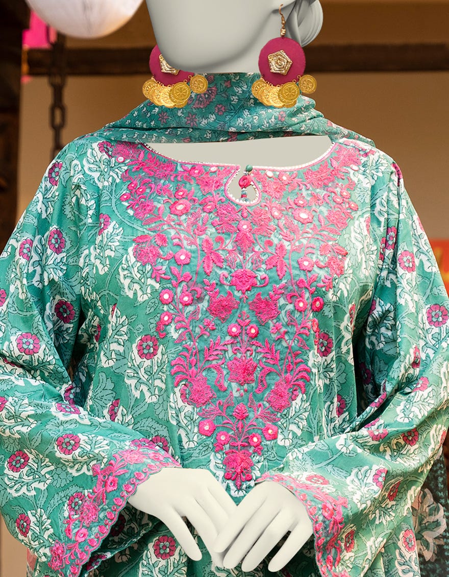 GREEN LAWN EMBROIDERED 3PC STITCHED